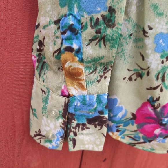 Vintage Trousers Up Floral Button Down Shirt Long Sleeve Sz 9 Small - Picture 5 of 9